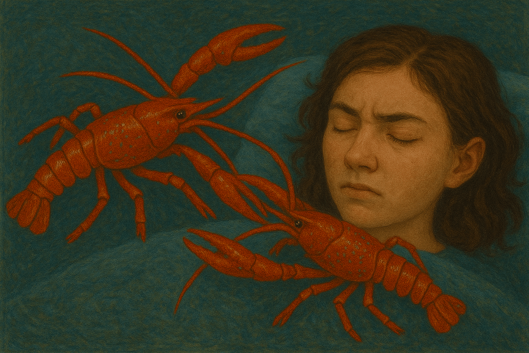 두 마리 가재가 서로 싸우는 꿈의 상징적인 장면