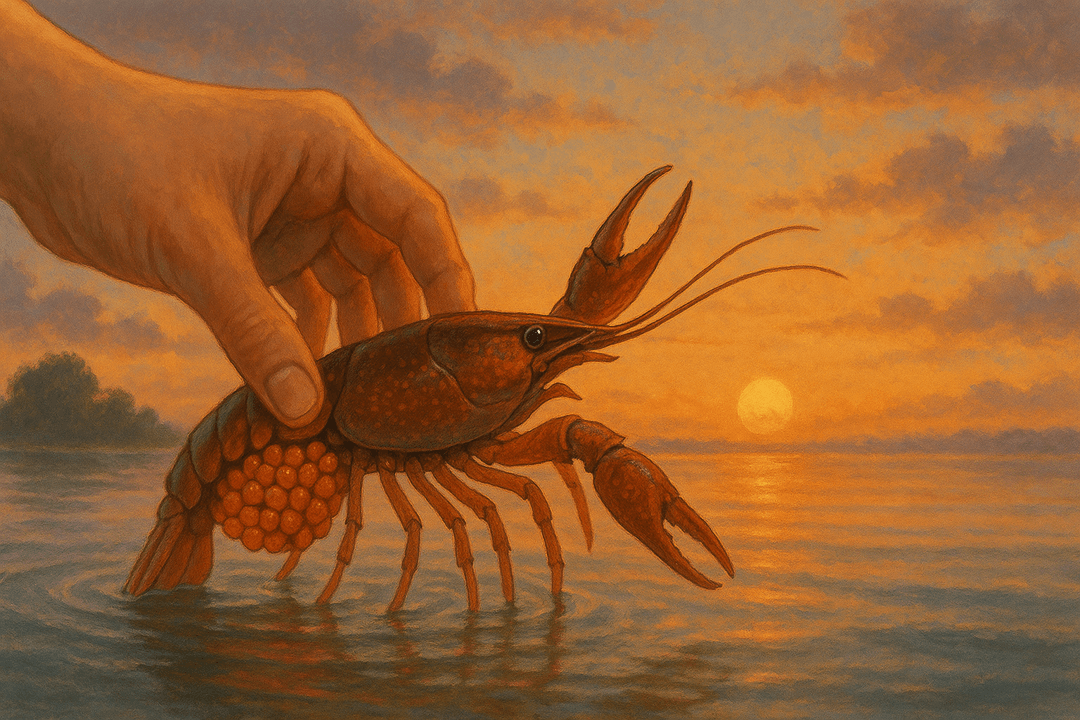 알을 품고 있는 가재의 상징적인 모습