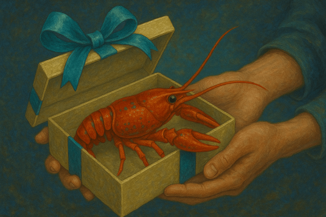 가재를 선물로 받는 꿈의 상징적인 장면
