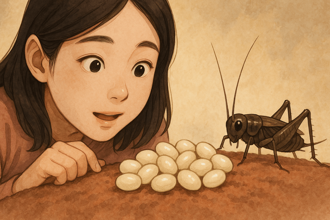 작은 귀뚜라미 알이 모여 있는 상징적인 모습