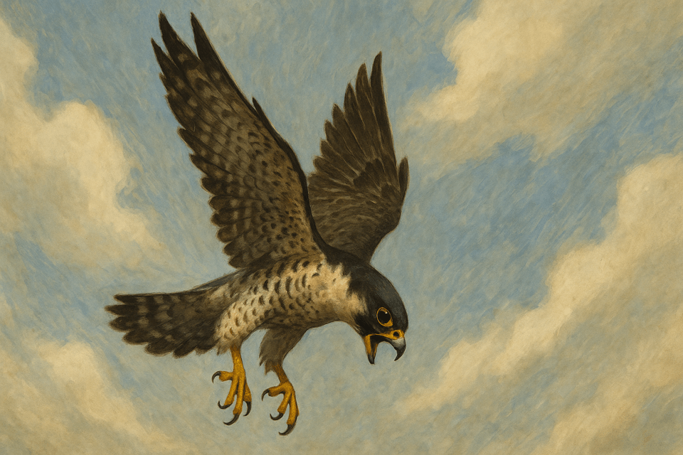 하늘에서 추락하는 매의 상징적인 장면