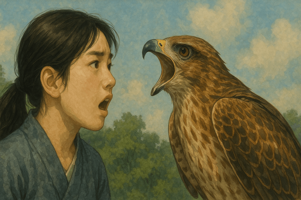 하늘에서 크게 울부짖는 매의 모습