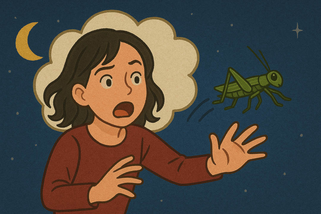손에서 빠져나가 버린 메뚜기의 상징적인 모습