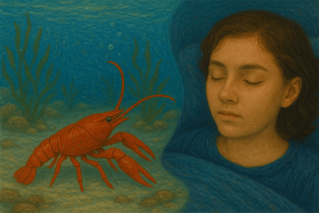 물속에서 움직이는 가재의 상징적인 모습