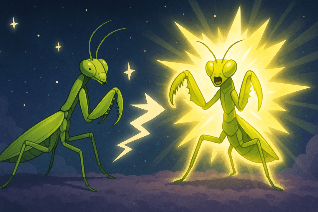 사마귀가 다른 모습으로 변신하는 상징적인 장면