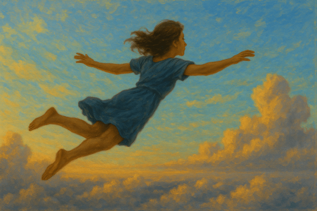 푸른 하늘을 자유롭게 나는 상징적 모습