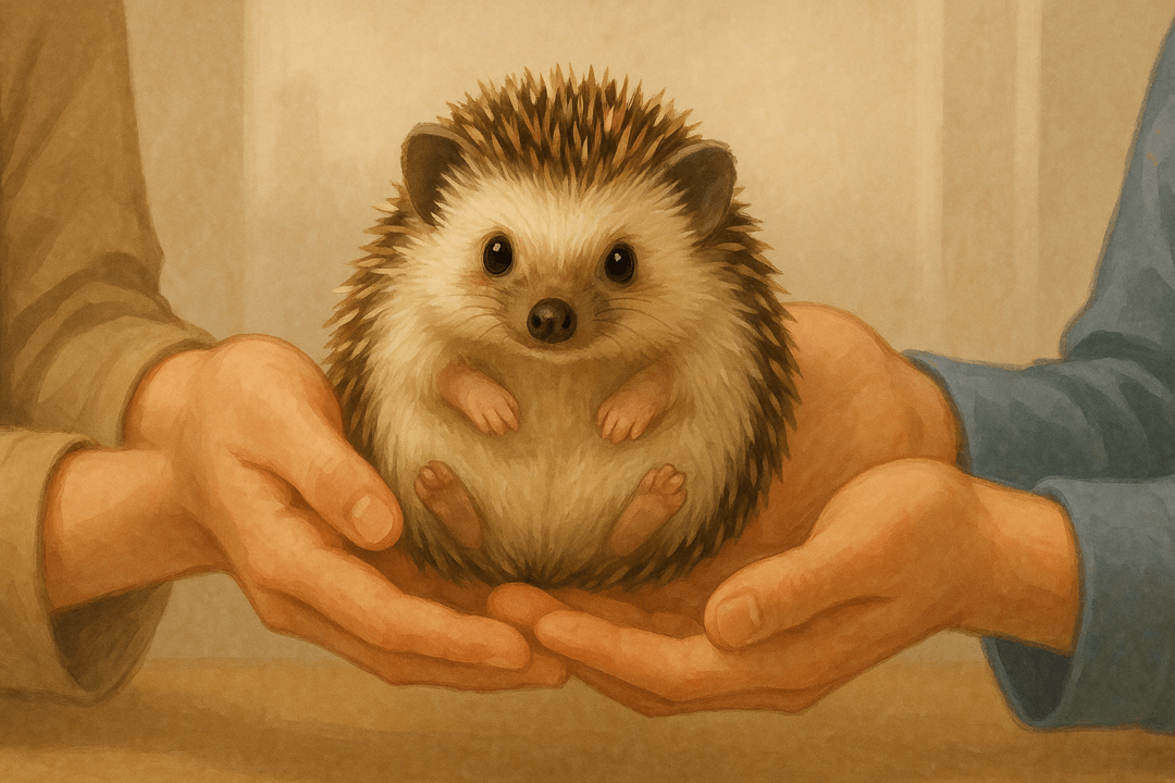 고슴도치를 손으로 받는 상징적인 꿈의 장면