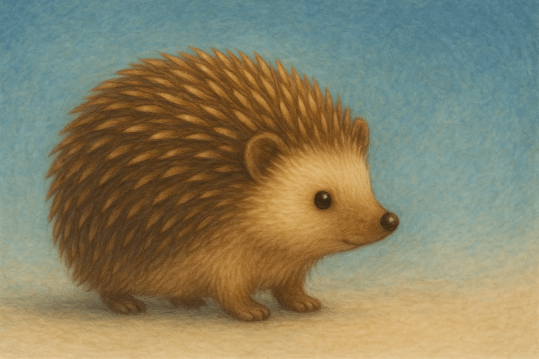 고슴도치가 숲속에서 경계하는 상징적인 모습