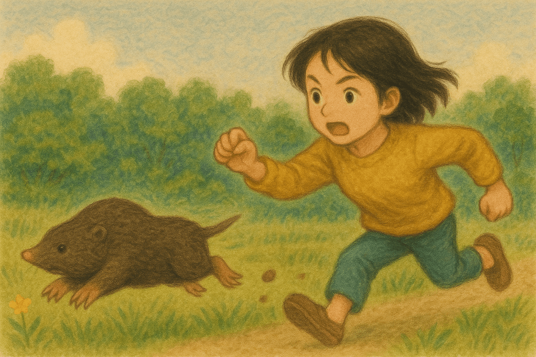 땅속으로 도망가는 두더지의 상징적인 장면