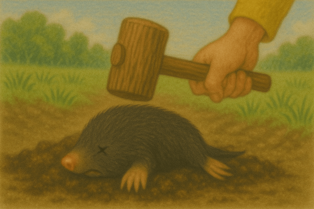 두더지와 관련된 상징적 장면을 묘사한 이미지