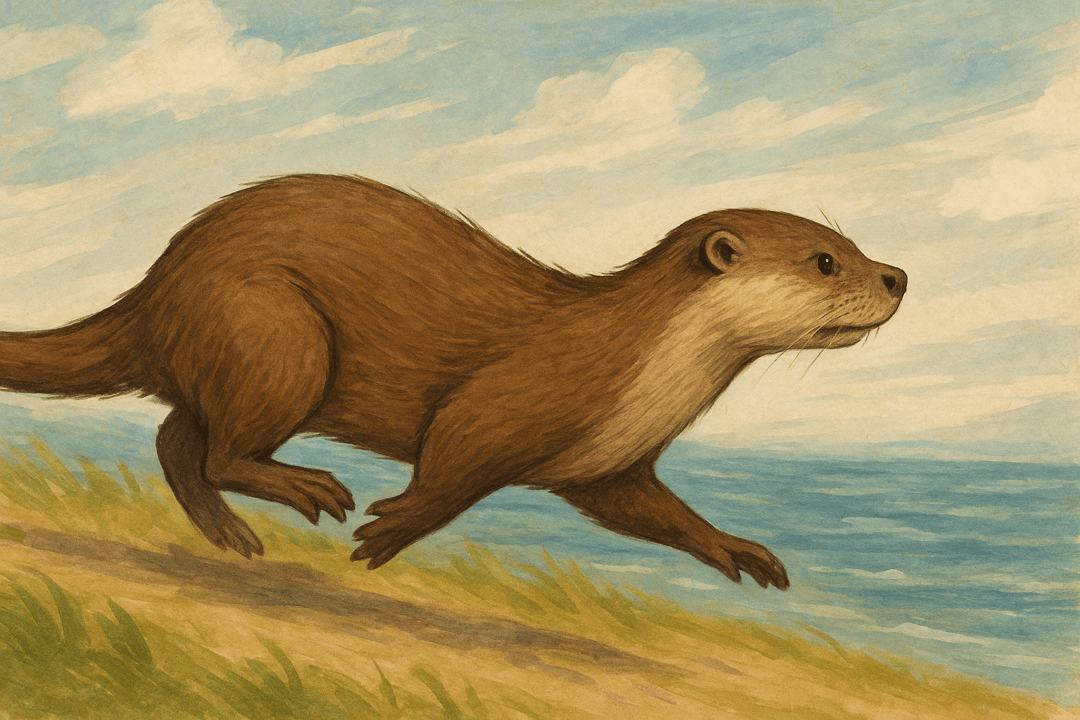 도망가는 수달의 상징적인 이미지