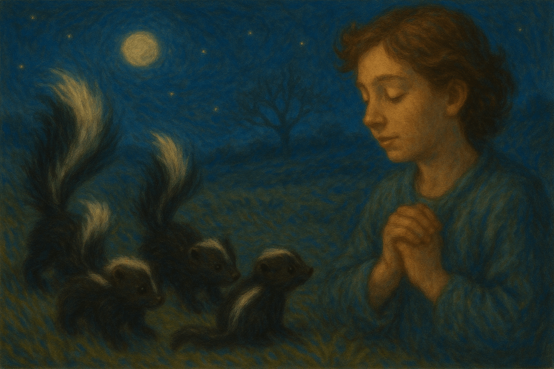 작은 스컹크 새끼를 바라보는 상징적인 꿈 장면