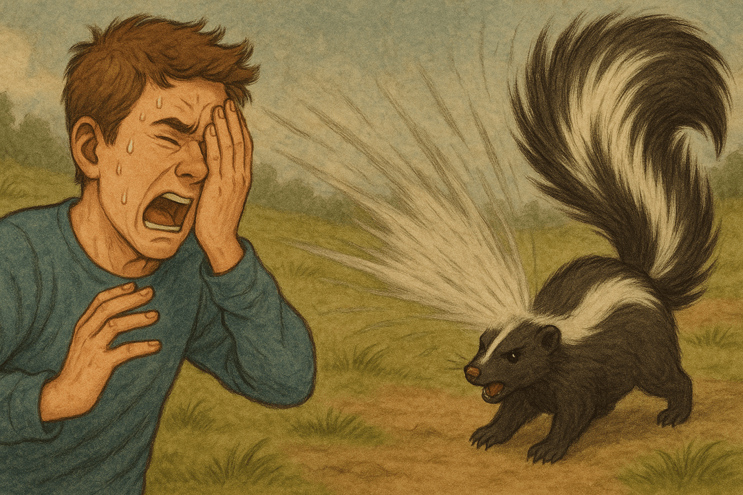 사람을 향해 공격적으로 달려드는 스컹크의 상징적인 꿈 장면