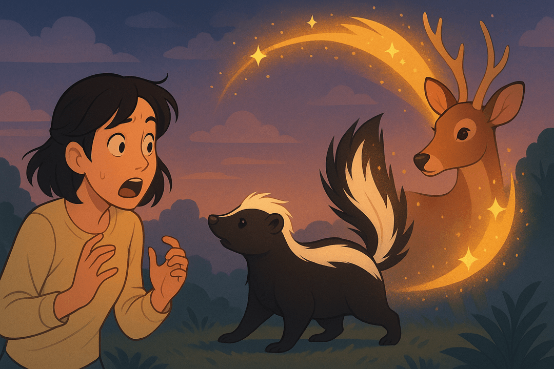 스컹크가 다른 존재로 변신하는 상징적인 장면