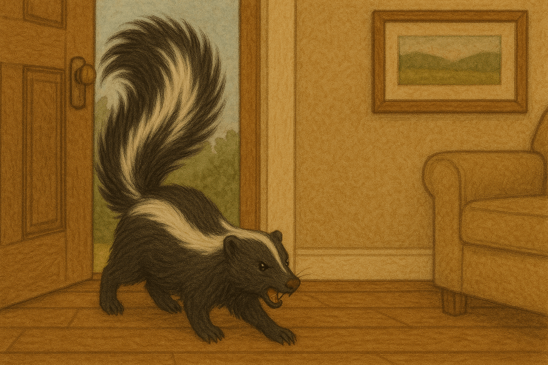 스컹크가 사람의 집 안으로 들어오는 상징적인 꿈 장면