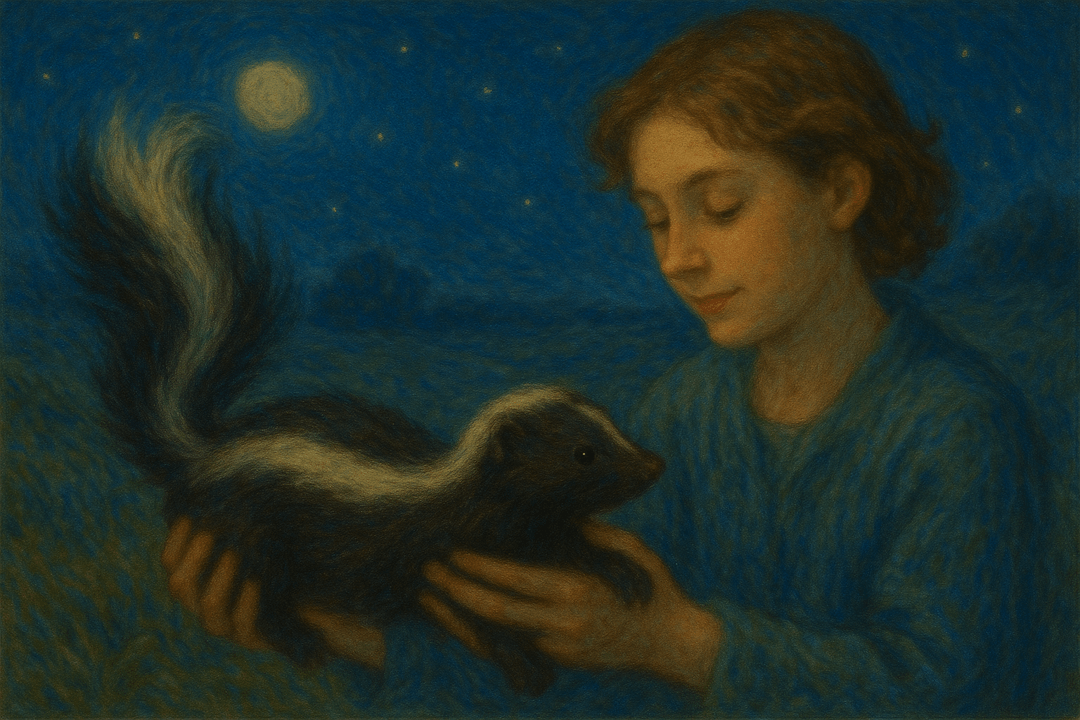 사람이 스컹크를 잡는 상징적인 꿈 장면