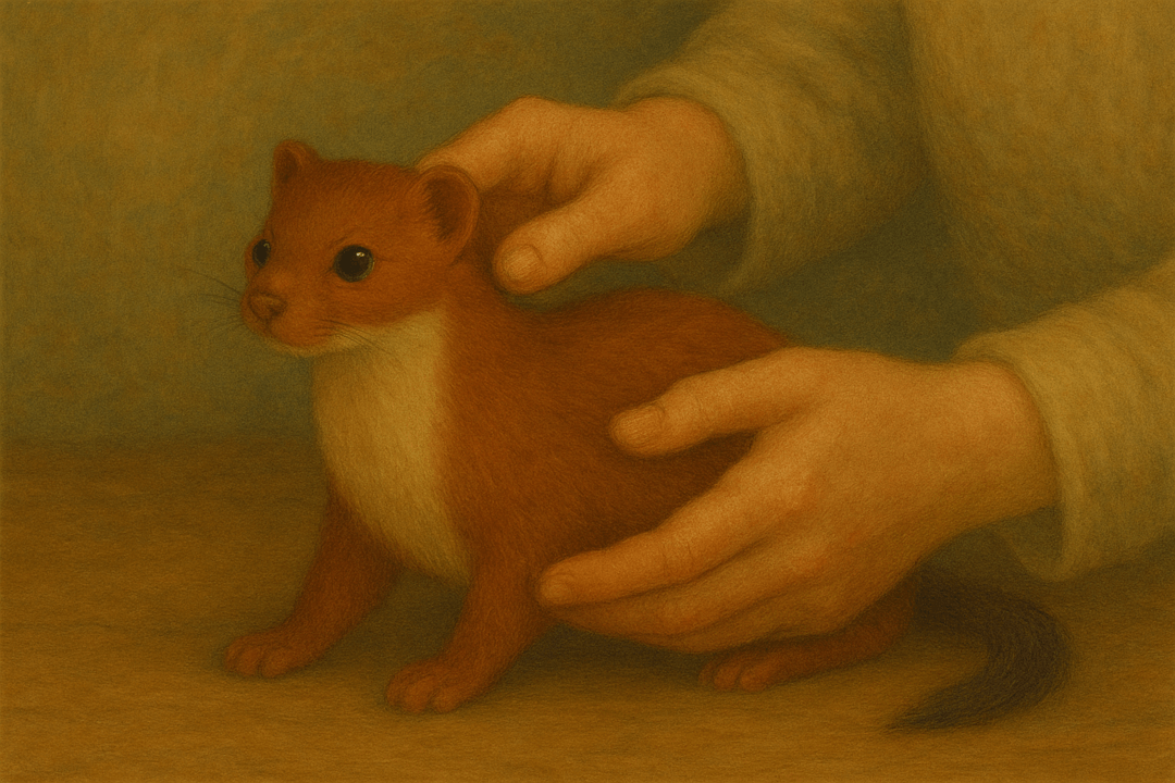 손으로 족제비 털을 만지는 상징적인 꿈의 장면