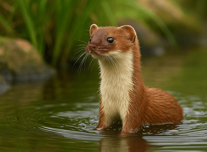 물속에서 올라오는 족제비의 상징적인 꿈 장면