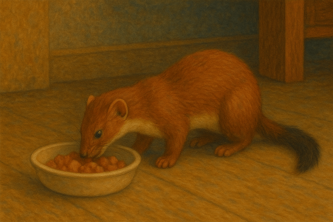 족제비가 음식을 먹는 상징적인 꿈의 장면