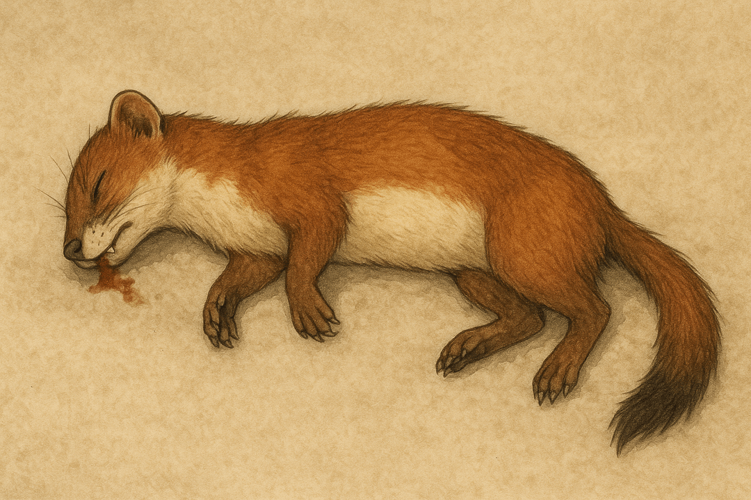 죽은 족제비를 바라보는 상징적인 꿈 장면