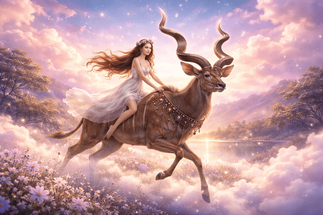 영양 위에 올라타 안정적으로 이동하며 흐름을 주도하는 모습을 상징적으로 표현한 이미지