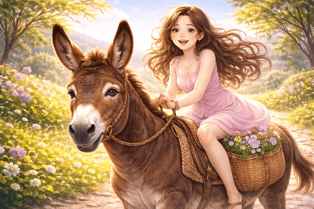 당나귀를 타고 이동하는 상징적 장면